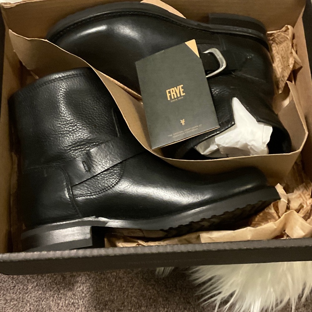 Frye Black Buckle Leather Boots - Picture 16 of 16